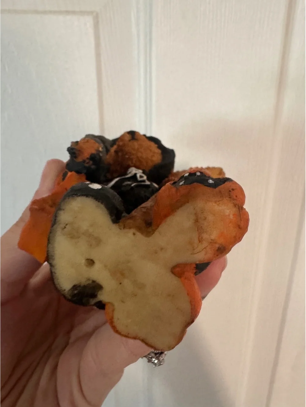 Hand-Painted Bear Figurine in Halloween Costume with Pumpkin and Broom